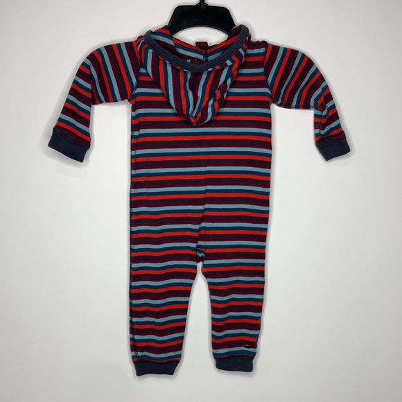 Tea Collection striped jumpsuit with hood size 12-18 mo - Picture 5 of 6